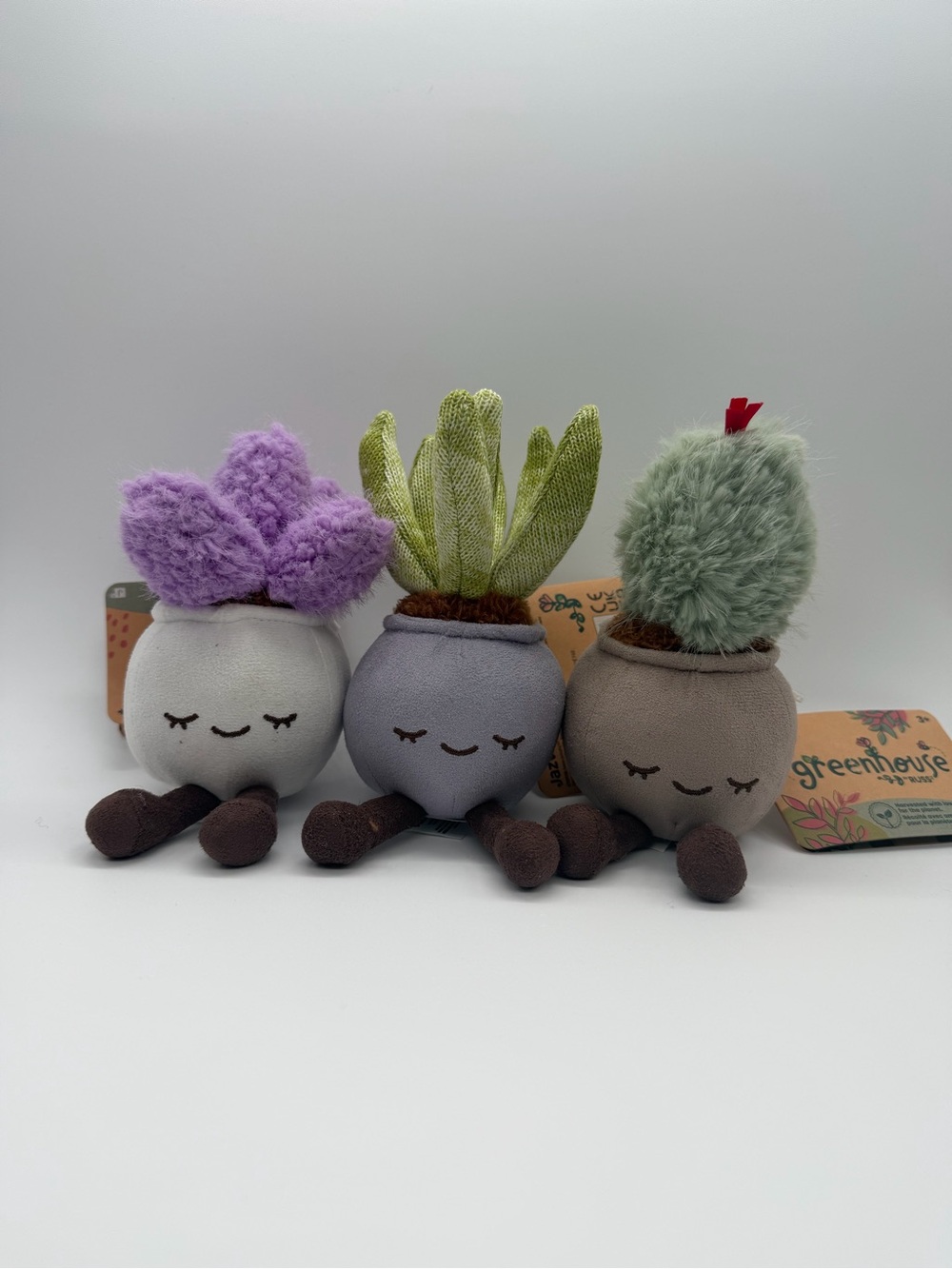 Plush Succulent Trio - Lavender, Sage, and Gray